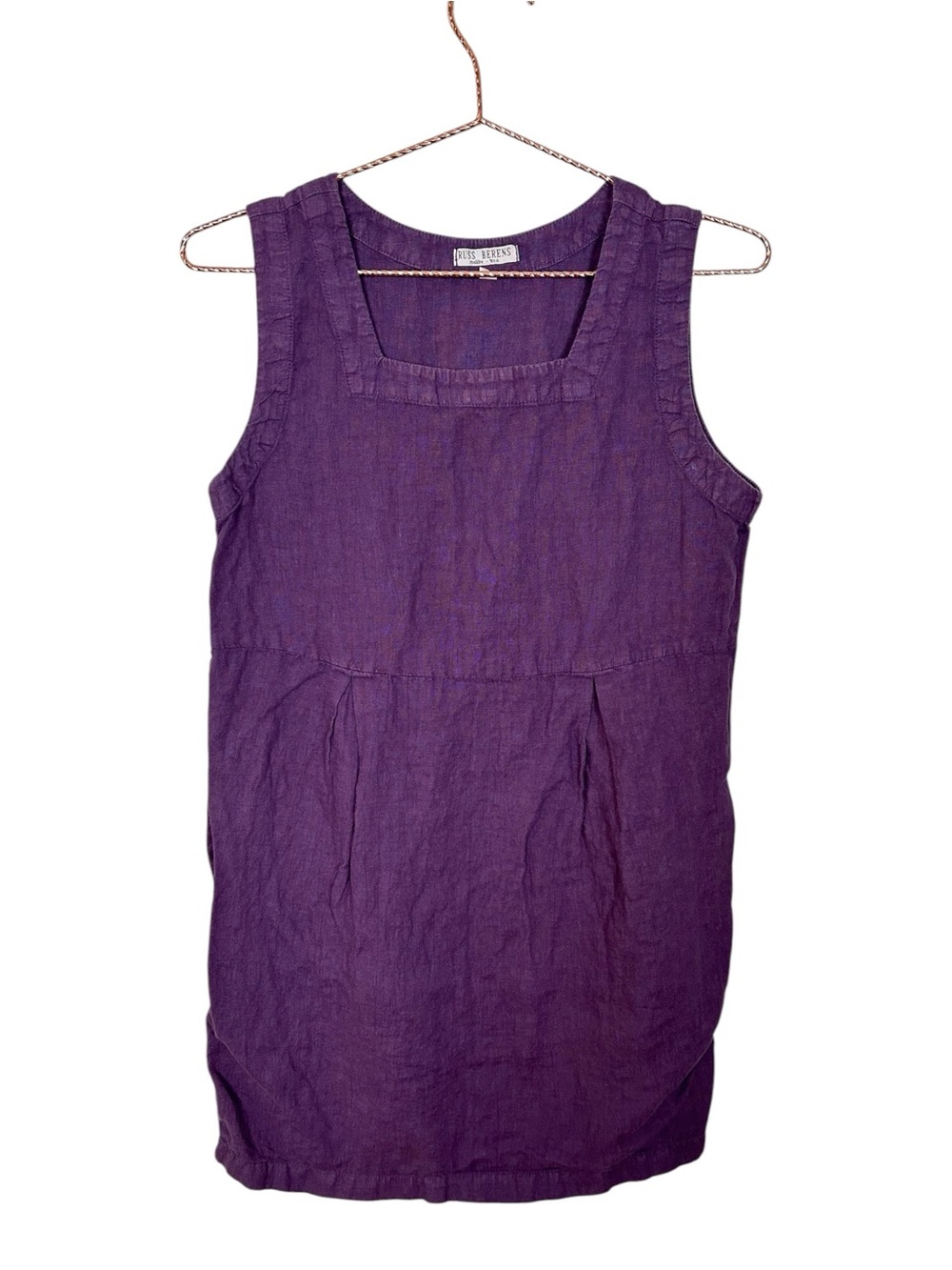 Russ Berens Purple Sleeveless Linen Shift Mini Dress